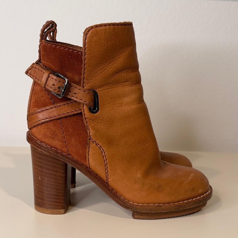 Acne Tan Leather Heeled Boots